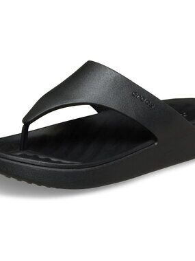 Women's Crocs Black/black Getaway Triangle Imported  Slip On Flip Flops